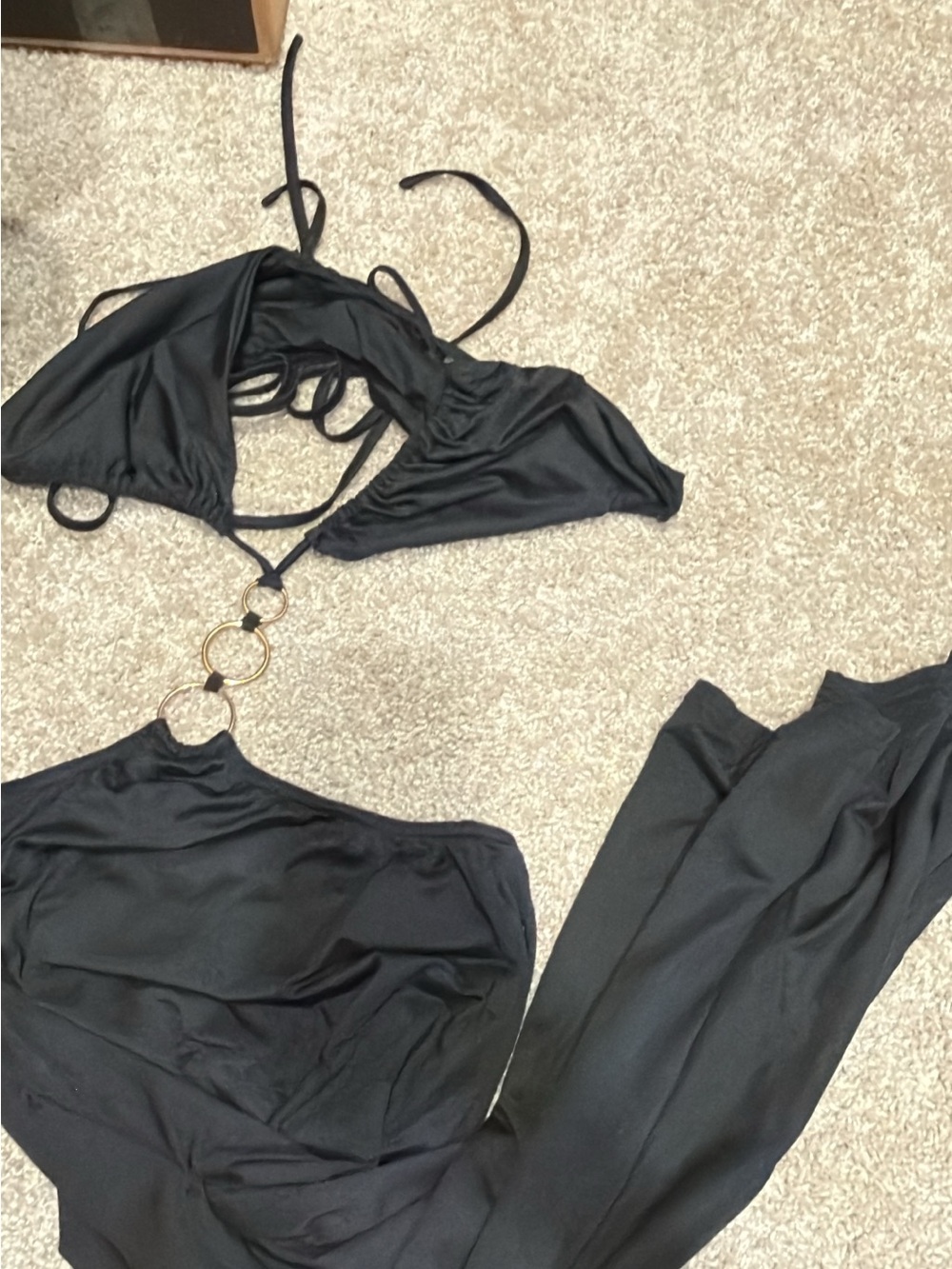Amazon Black Cutout Crisscross Split Thigh Backless Halter Dress
